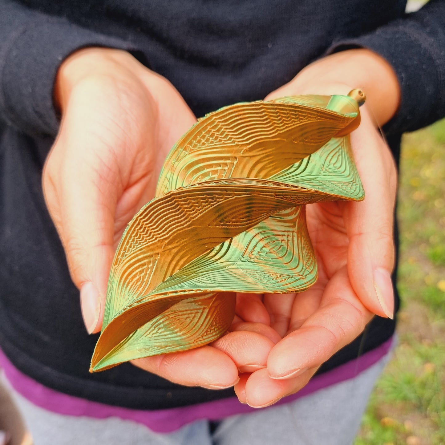 Small - Wave Pattern Spinner - Copper Blue Green - Length: 17cm/6.7"