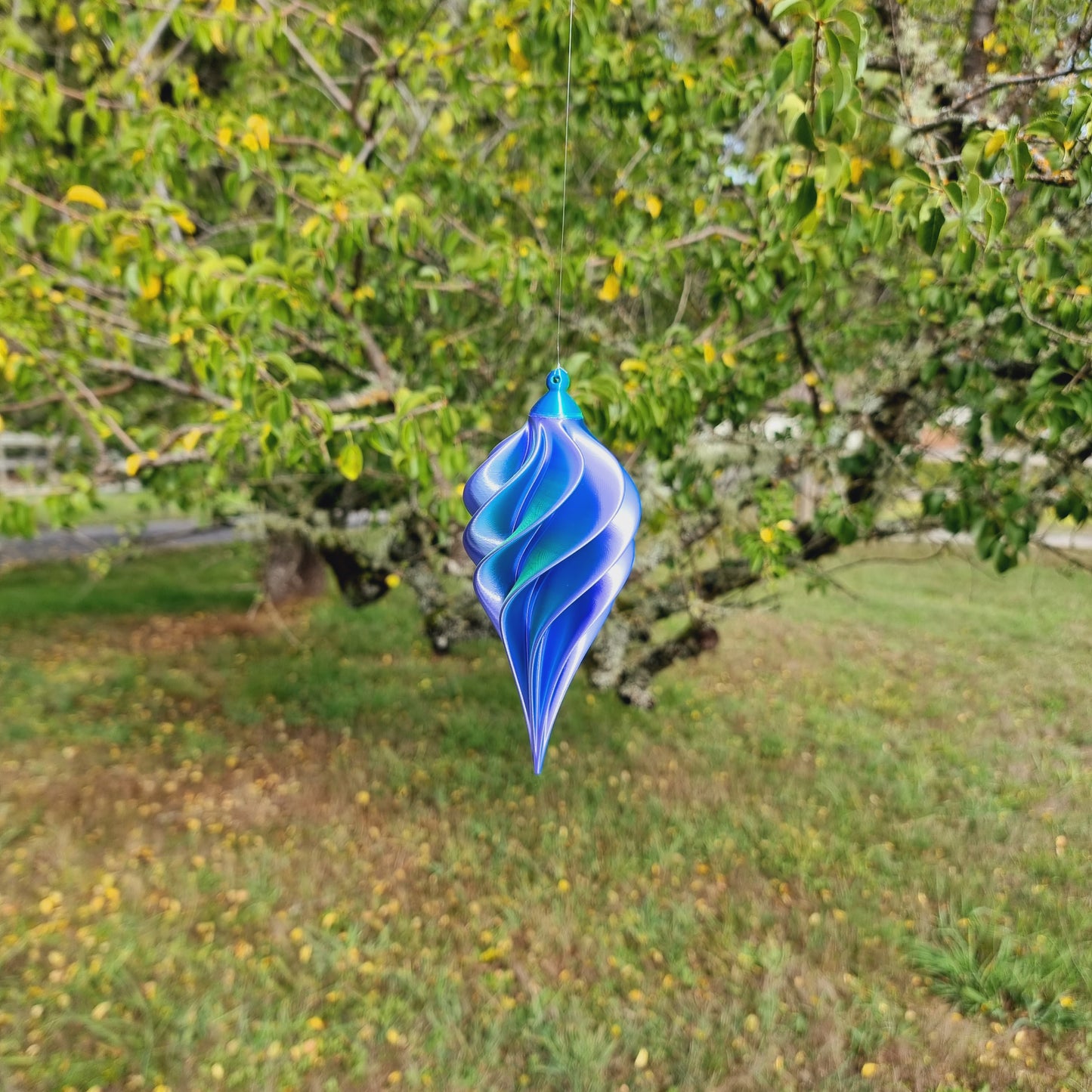Small - Spiral Drop Spinner - Purple Yellow Blue - Garden Decoration - Length: 14cm/5.5"