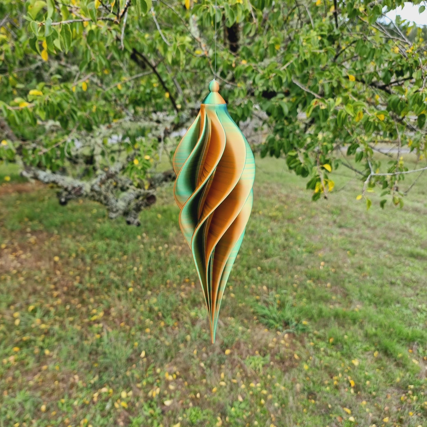 Medium Tall - Spiral Drop Spinner - Copper Blue Green - Garden Decoration - Length: 30cm/11.8"
