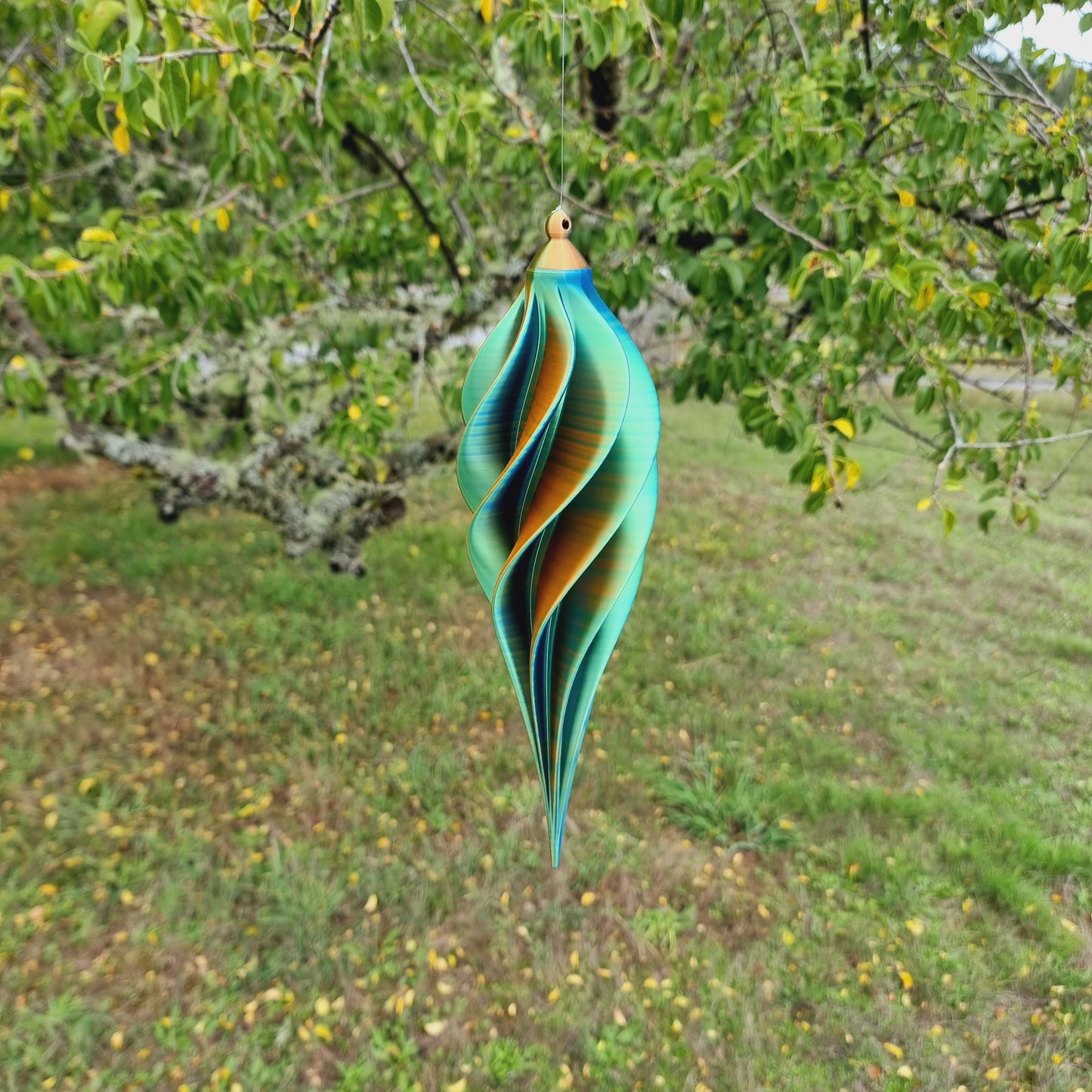 Medium Tall - Spiral Drop Spinner - Copper Blue Green - Garden Decoration - Length: 30cm/11.8"
