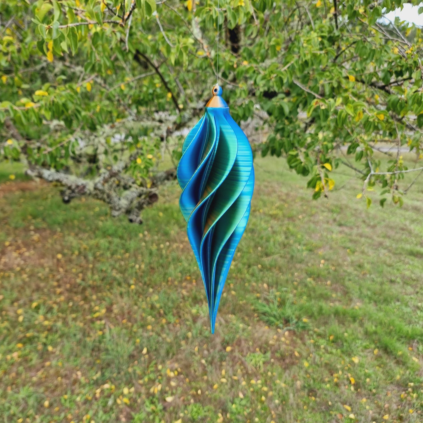Medium Tall - Spiral Drop Spinner - Copper Blue Green - Garden Decoration - Length: 30cm/11.8"