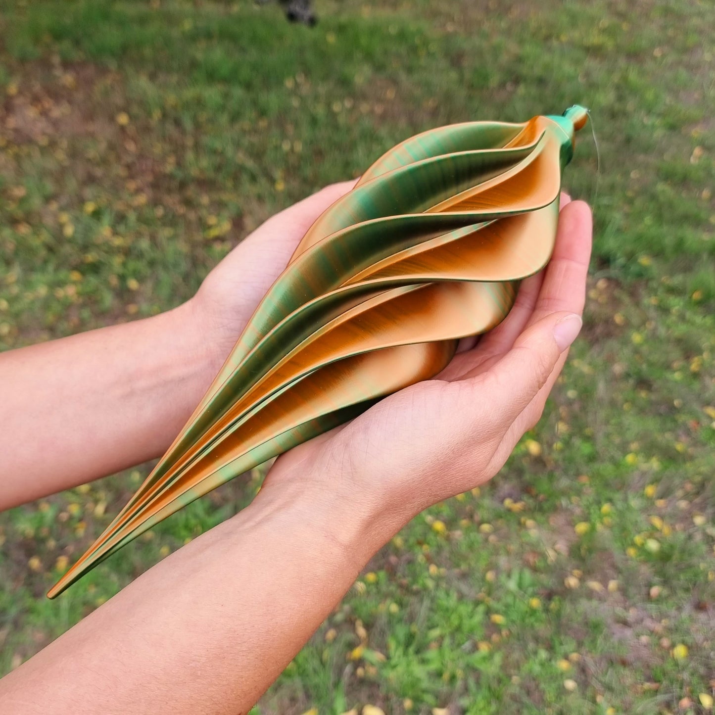 Medium Tall - Spiral Drop Spinner - Copper Blue Green - Garden Decoration - Length: 30cm/11.8"