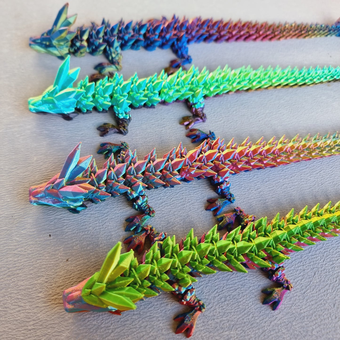 Small Long - 3D Printed Crystal Dragons - Articulated