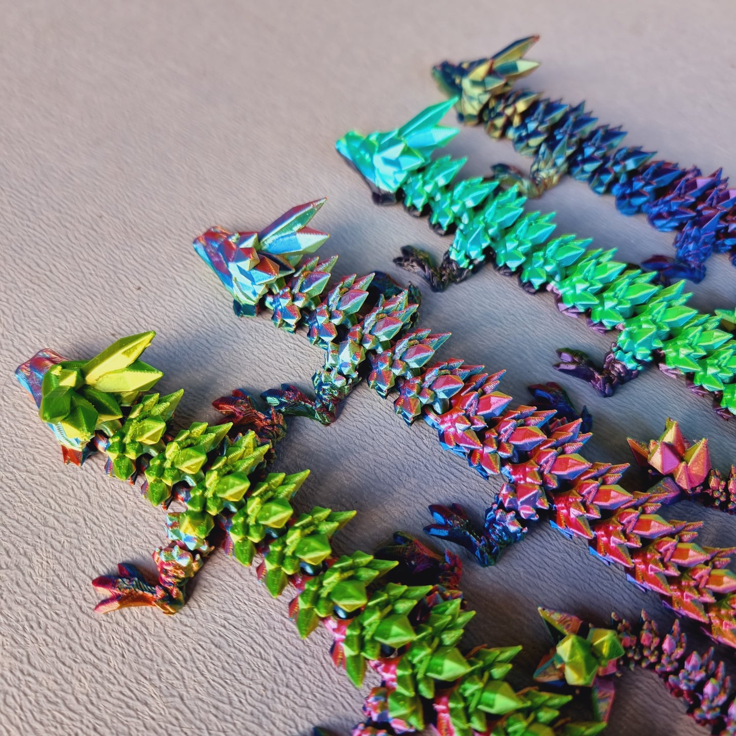 Small Long - 3D Printed Crystal Dragons - Articulated