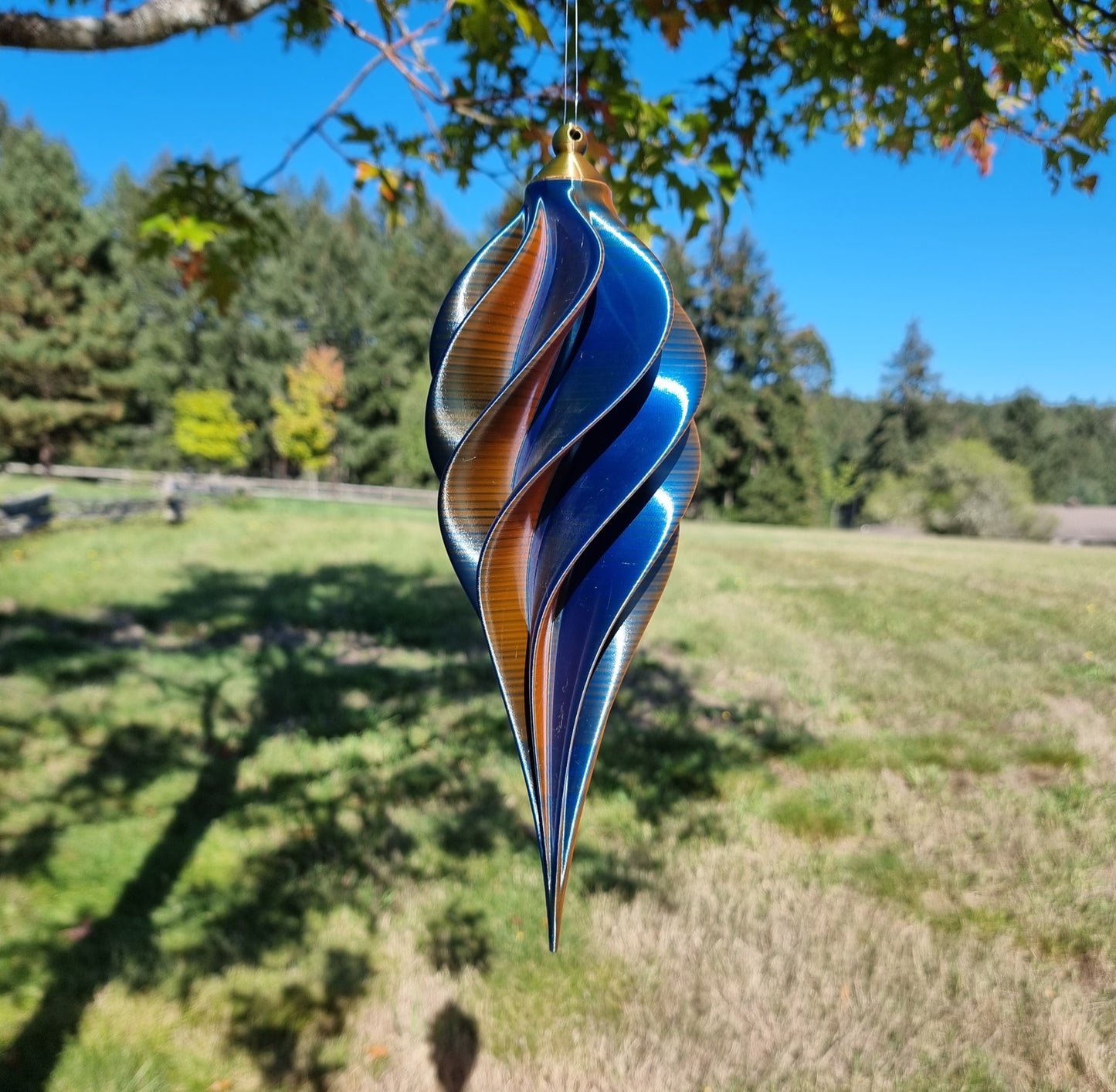 Large - Spiral Drop Spinner - Copper, Blue, Green - Garden Decoration - Length: 34cm/13.4"
