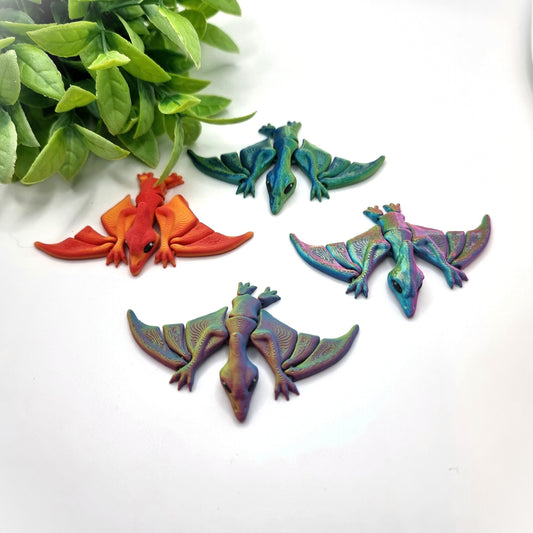 Pterodactyl Baby - 3D Printed - Articulated Multi Colored Fidget Toy - Cute Sensory Gift