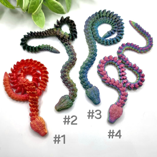 Snake Mini - 3D Printed - Articulated Multi Colored Fidget Toy - Satisfying Gifts