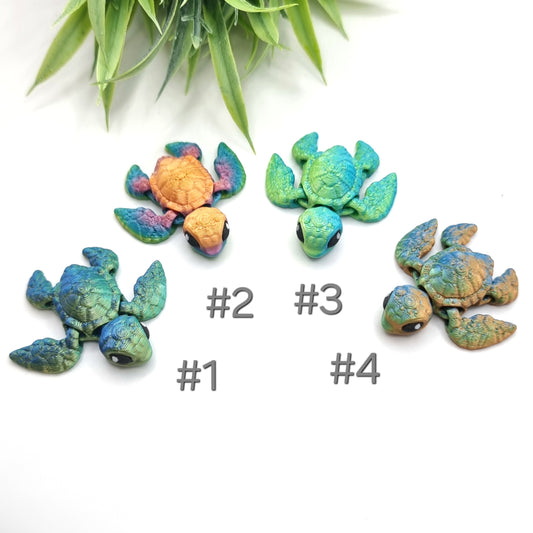 Turtle Baby - 3D Printed - Articulated Multi Colored Fidget Toy - Sensory Gift - Ocean Critters