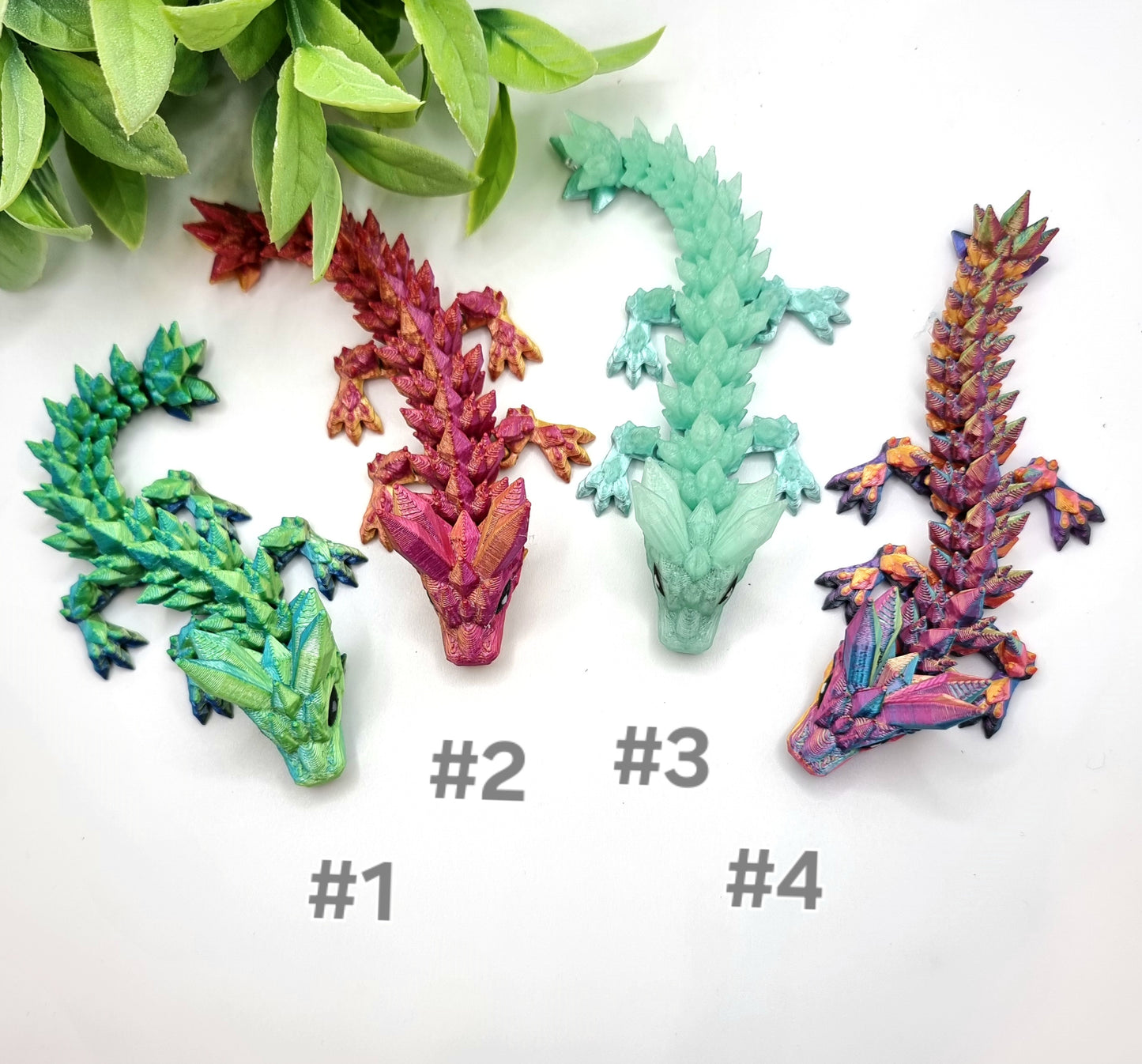 Micro Crystal Dragon - 3D Printed - Articulated Multi Colored Toy - Sensory Gift - Fantasy Creatures