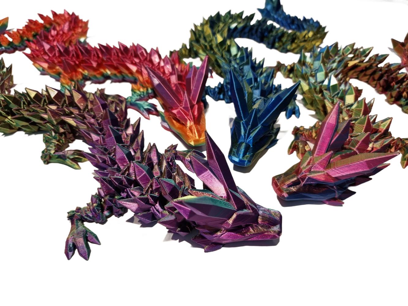 Large Long - 3D Printed Crystal Dragons - Articulated