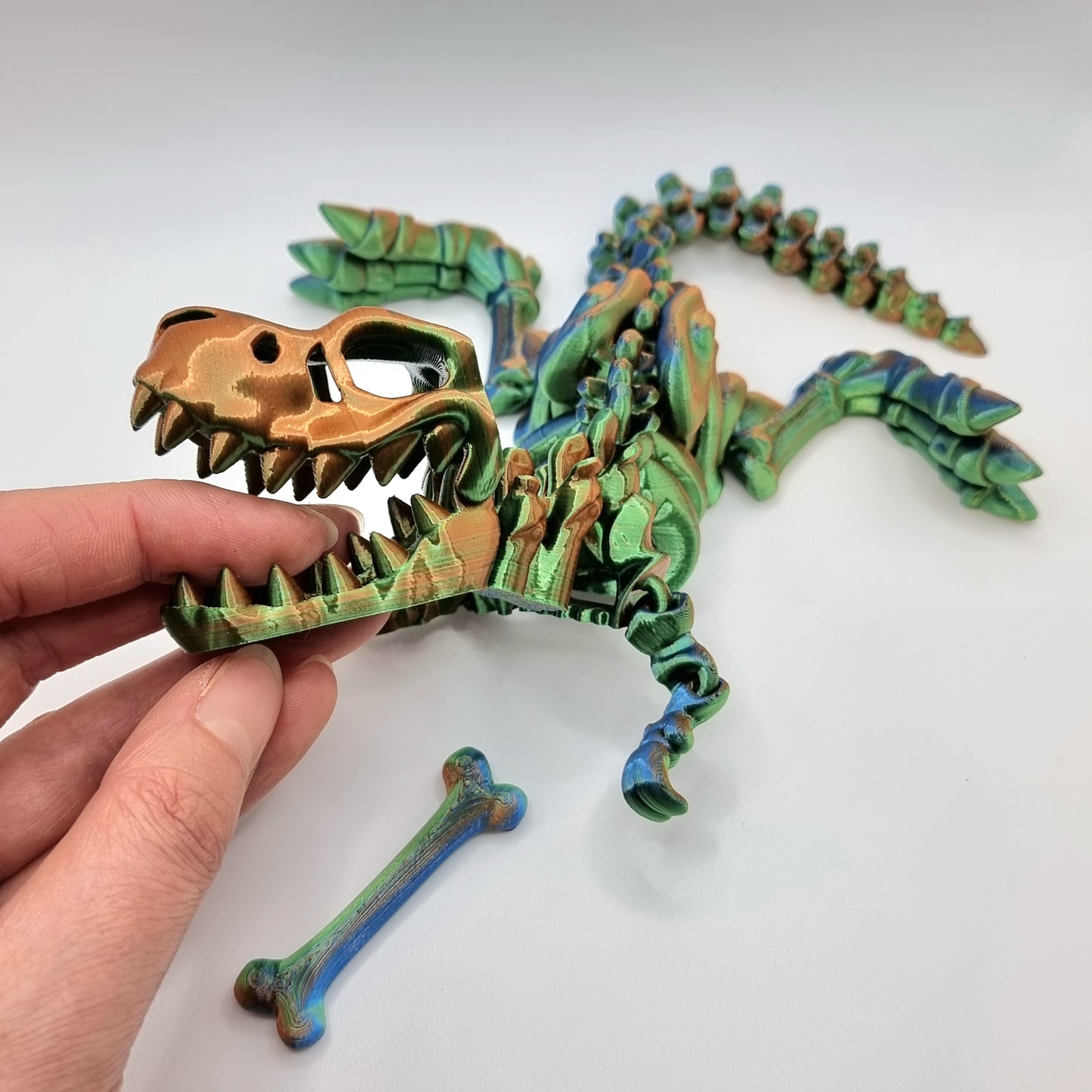 T-Rex Skeleton - 3D Printed - Articulated Multi Colored Fidget Dinosaur Toy