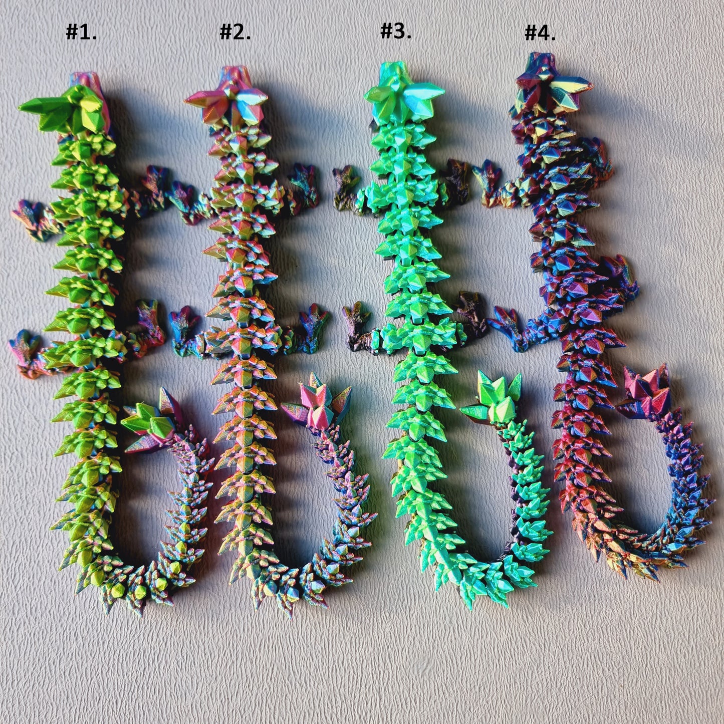 Small Long - 3D Printed Crystal Dragons - Articulated