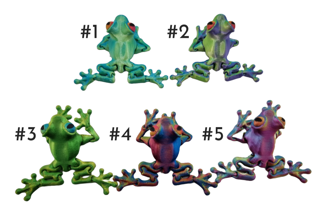 Frogs - Small - 3D Printed - Articulated Multi Colored Fidget Nature Toy