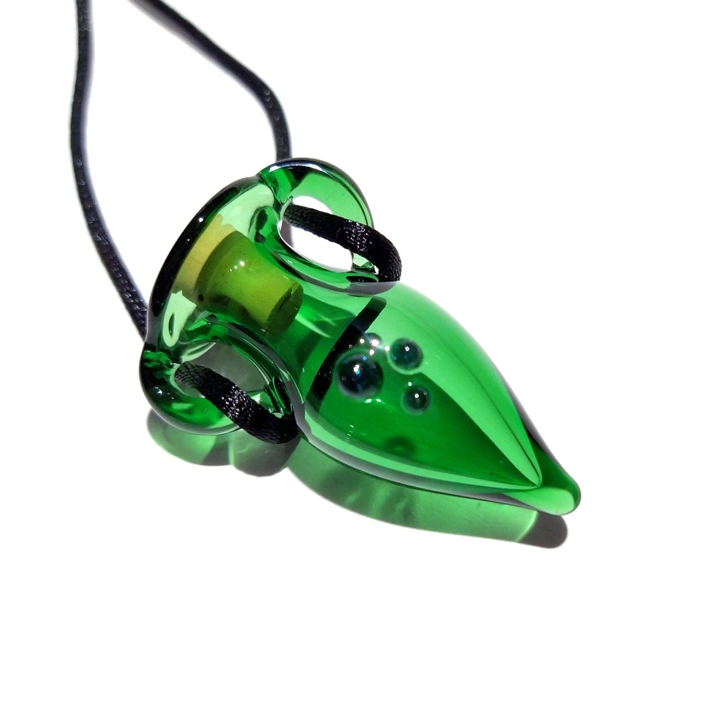 HandBlown Vessel Lampwork Pendant Necklace Made from Boro/Borosilicate Glass - Miniature Bottle pendant - Tiny Treasure - Handmade Glass