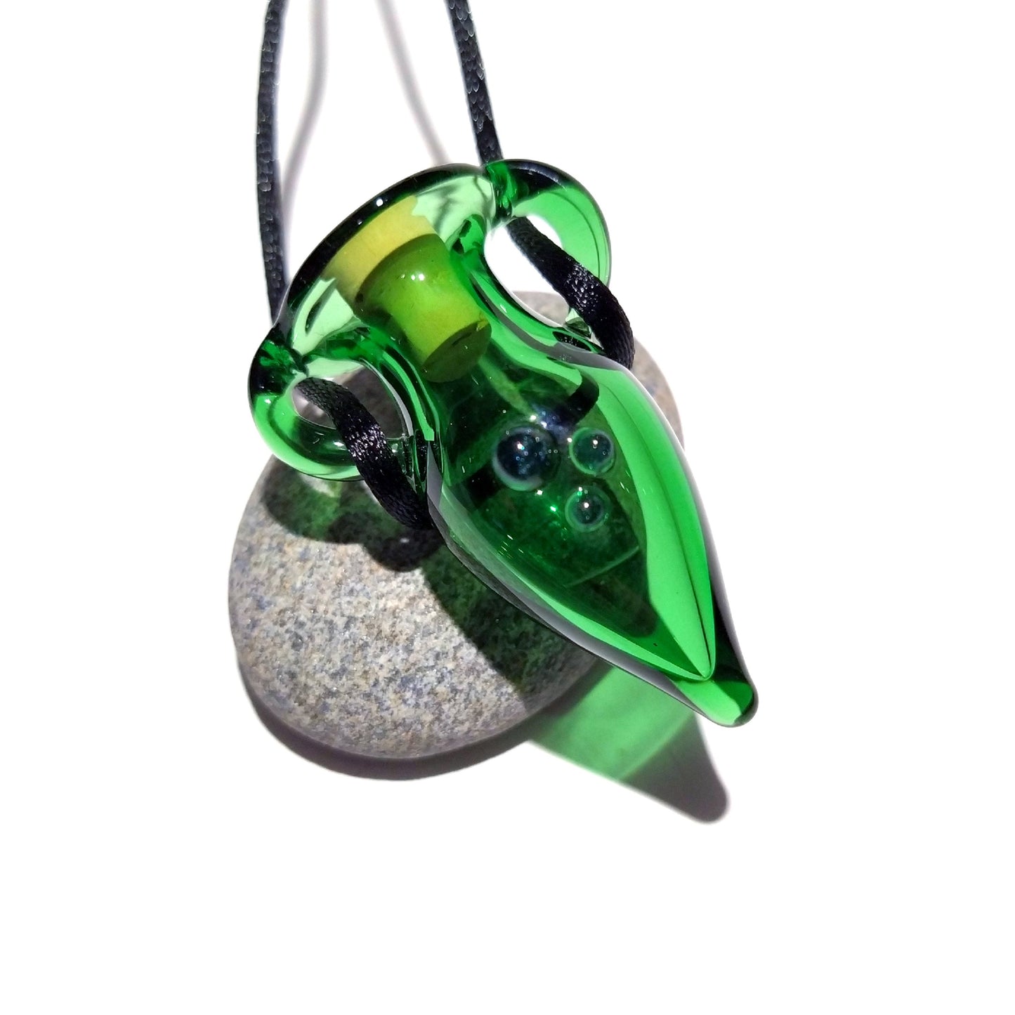 HandBlown Vessel Lampwork Pendant Necklace Made from Boro/Borosilicate Glass - Miniature Bottle pendant - Tiny Treasure - Handmade Glass