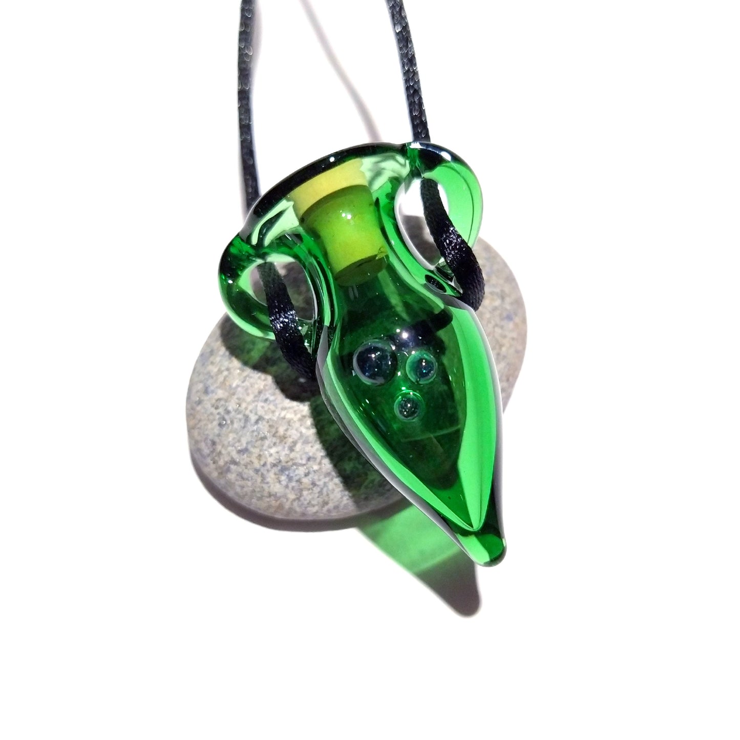 HandBlown Vessel Lampwork Pendant Necklace Made from Boro/Borosilicate Glass - Miniature Bottle pendant - Tiny Treasure - Handmade Glass