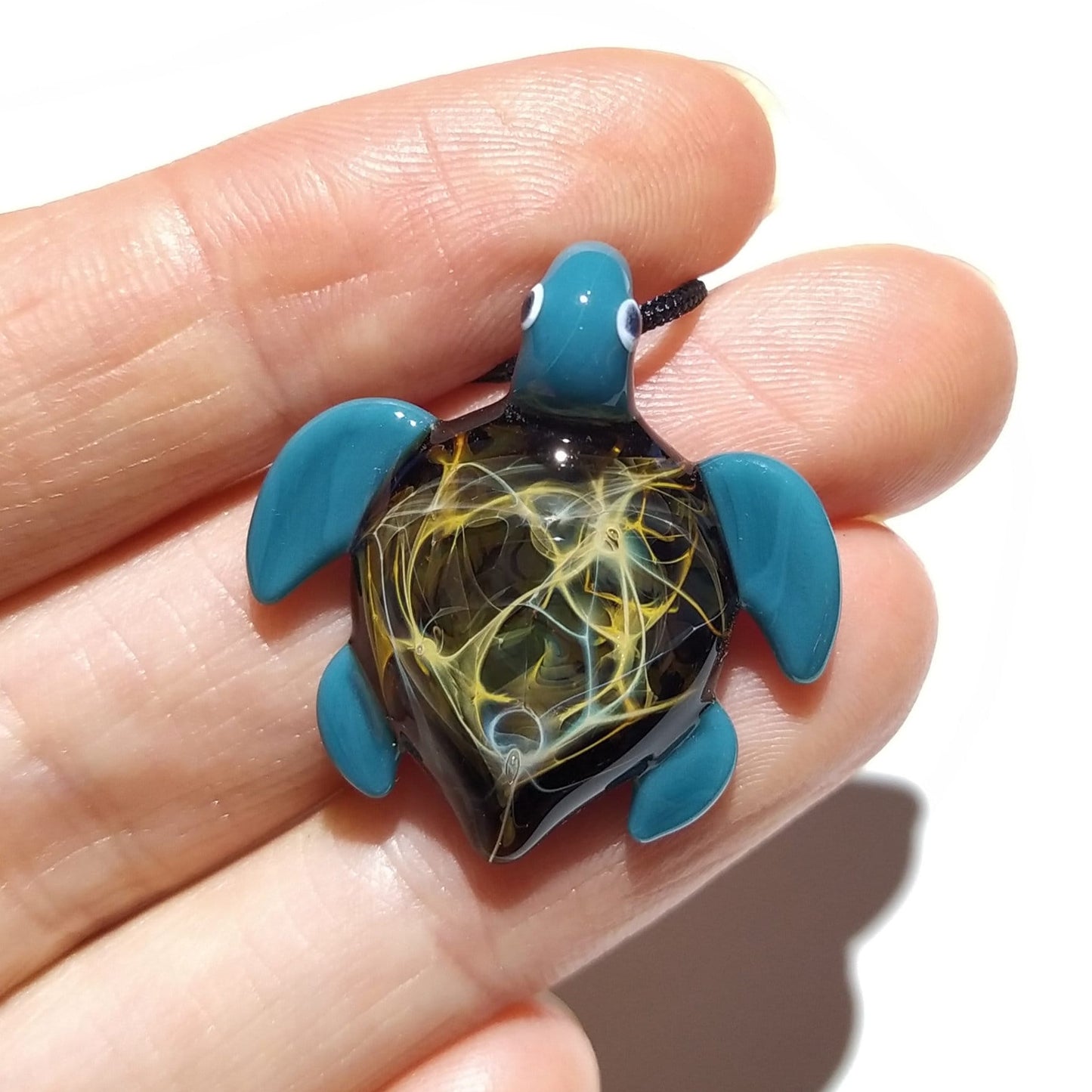 Glass Jewelry - Mystical Jem Mini Turtle Pendant - Glass Art - Blown Glass - Handmade - Unique Jewelry - Boro Pendant - Universe Filament