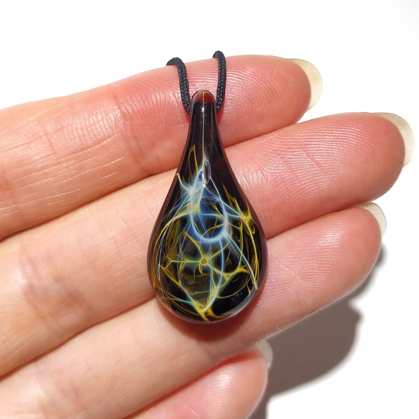 Glass Pendant - Dessert Raindrop Pendant - Glass Art - Unique Bead - Blown Glass Jewelry - Glass Necklace - Boro Pendant - Universe Filament