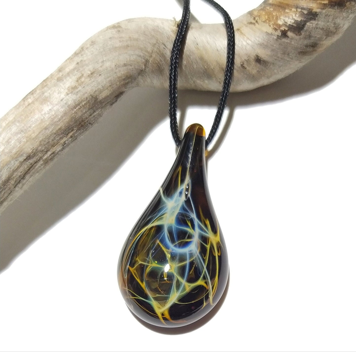 Glass Pendant - Dessert Raindrop Pendant - Glass Art - Unique Bead - Blown Glass Jewelry - Glass Necklace - Boro Pendant - Universe Filament