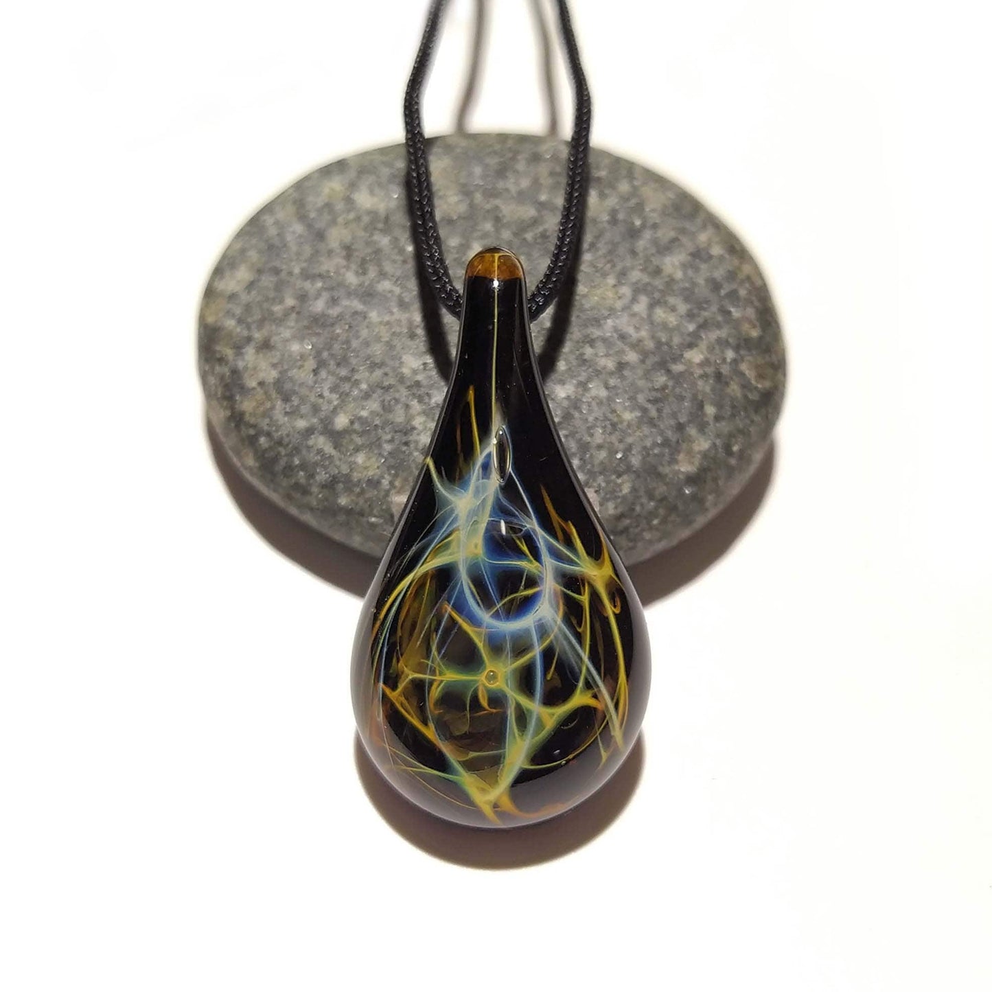 Glass Pendant - Dessert Raindrop Pendant - Glass Art - Unique Bead - Blown Glass Jewelry - Glass Necklace - Boro Pendant - Universe Filament