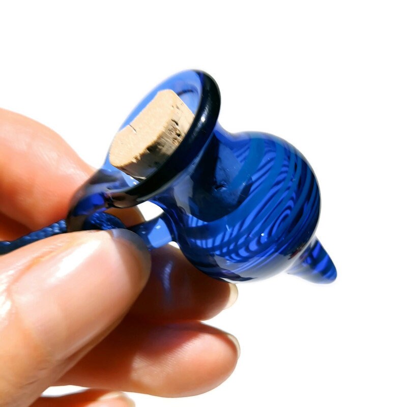 Cobalt Blue and Teal Pendant Jar Necklace Made from Boro/Borosilicate Glass - Fancy Bottle Pendant - Treasure Holder - The only one!
