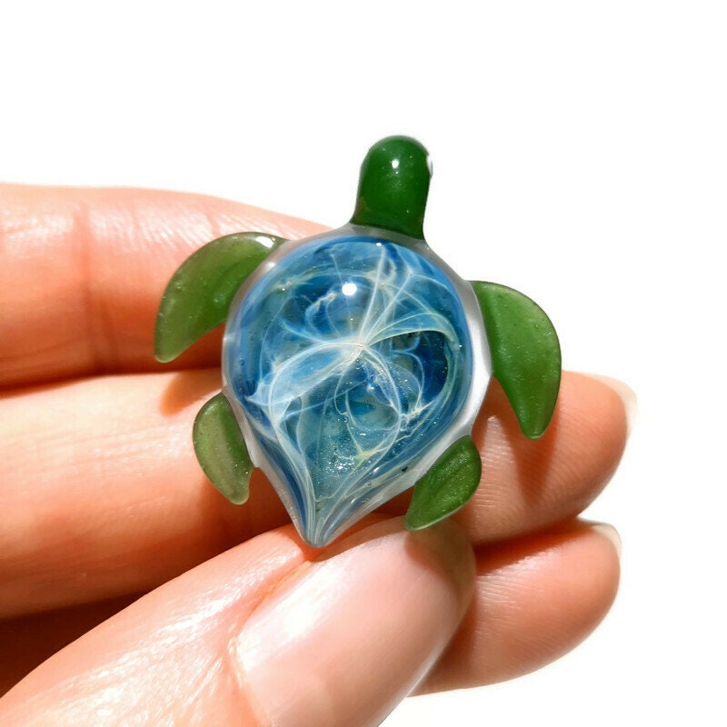 Ultra Small Turtle Pendant - Ocean Star - Sea Turtle - Heady Glass - Handmade Blown Glass Jewelry - Turtle Gift - Borosilicate - Artwork