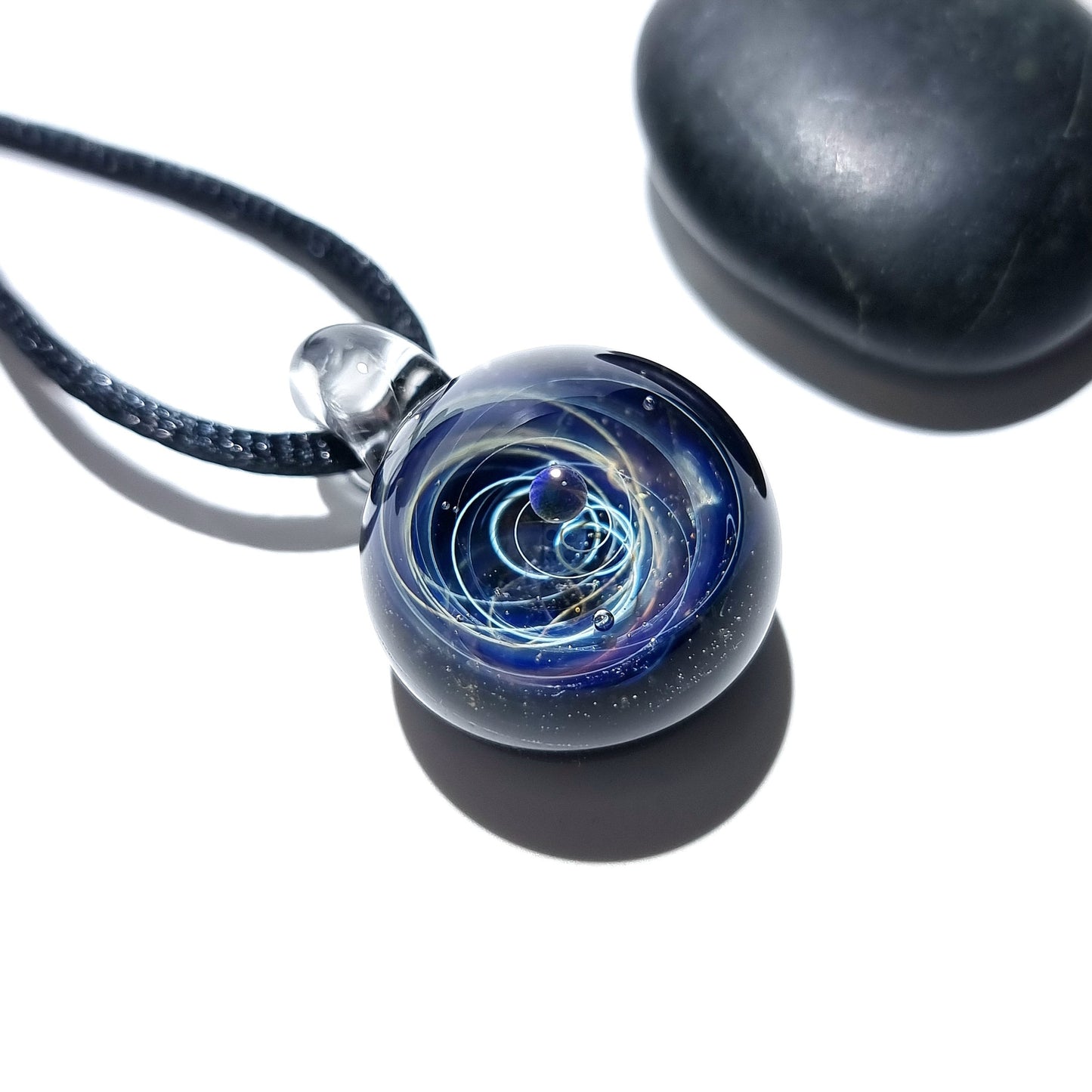 Space Glass Pendant - Black Planet Space Scene - Astronomy Gift - Space Jewelry - Necklace - Mini Galaxy - Heady Space Pendant - Opal Gift