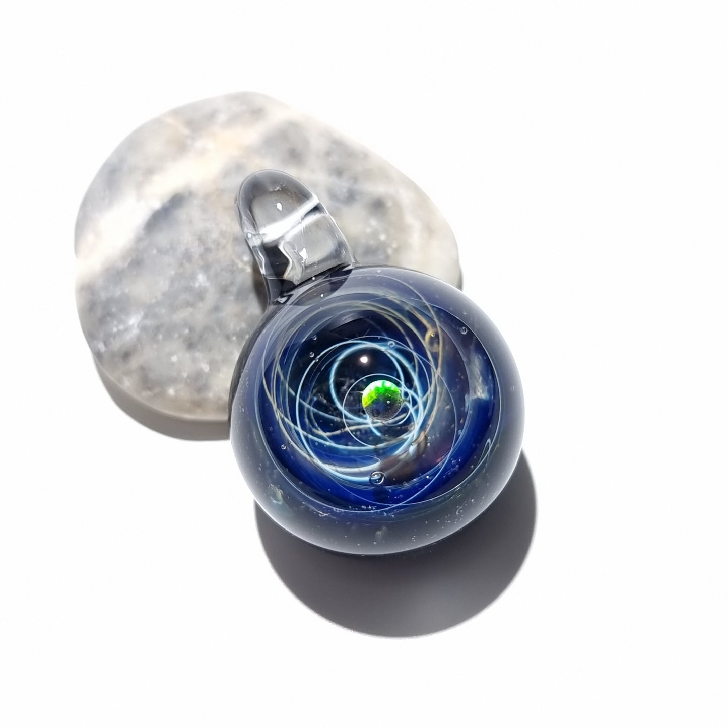 Space Glass Pendant - Black Planet Space Scene - Astronomy Gift - Space Jewelry - Necklace - Mini Galaxy - Heady Space Pendant - Opal Gift