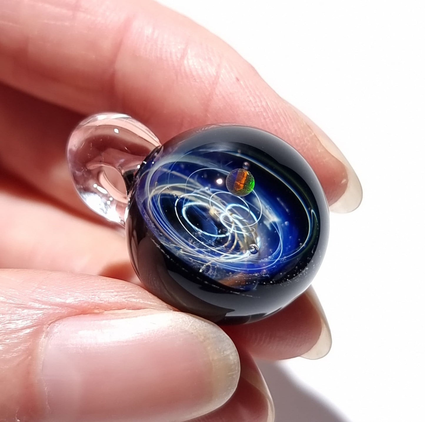 Space Glass Pendant - Black Planet Space Scene - Astronomy Gift - Space Jewelry - Necklace - Mini Galaxy - Heady Space Pendant - Opal Gift