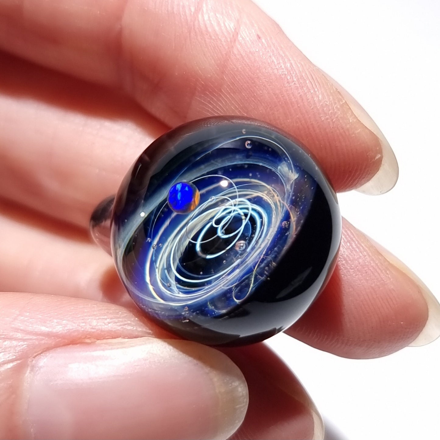 Space Glass Pendant - Black Planet Space Scene - Astronomy Gift - Space Jewelry - Necklace - Mini Galaxy - Heady Space Pendant - Opal Gift