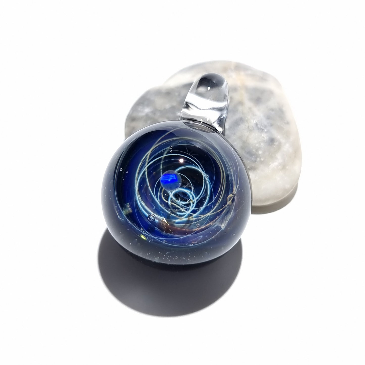 Space Glass Pendant - Black Planet Space Scene - Astronomy Gift - Space Jewelry - Necklace - Mini Galaxy - Heady Space Pendant - Opal Gift