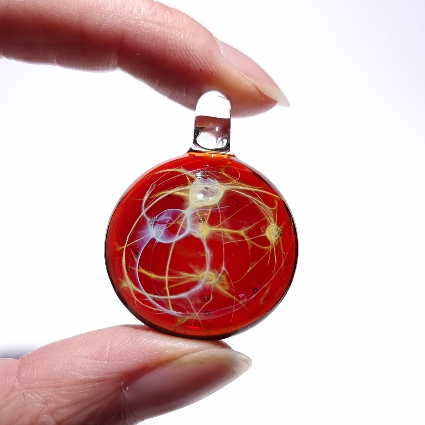 Glass Pendant - Fire Galaxy Pendant - Glass Art - Unique Bead - Blown Glass Jewelry - Glass Necklace - Boro Pendant - Universe Filament