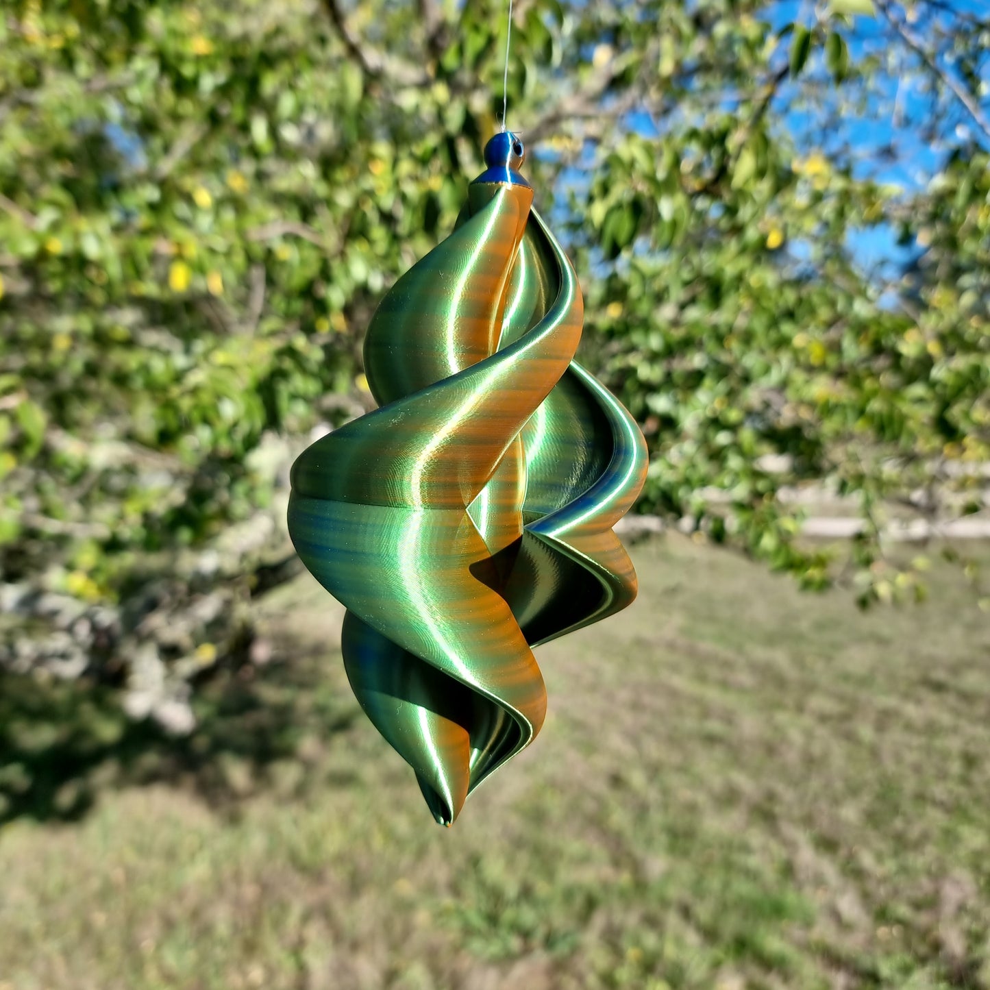 Small - Duality Wind Spinner - Copper Blue Green - Earthy Gold'n - Length: 18cm/7"