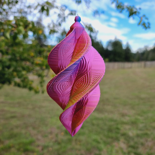 Small - Wave Pattern Spinner - Fuchsia Yellow Blue - 17cm/6.7"