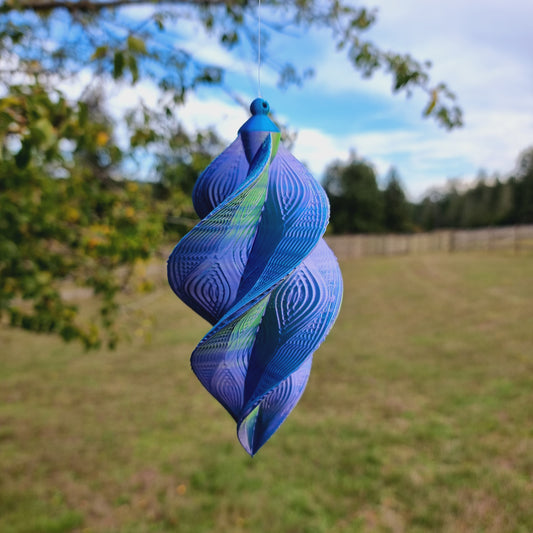 Small - Wave Pattern Spinner - Purple Yellow Blue - 17cm/6.7"
