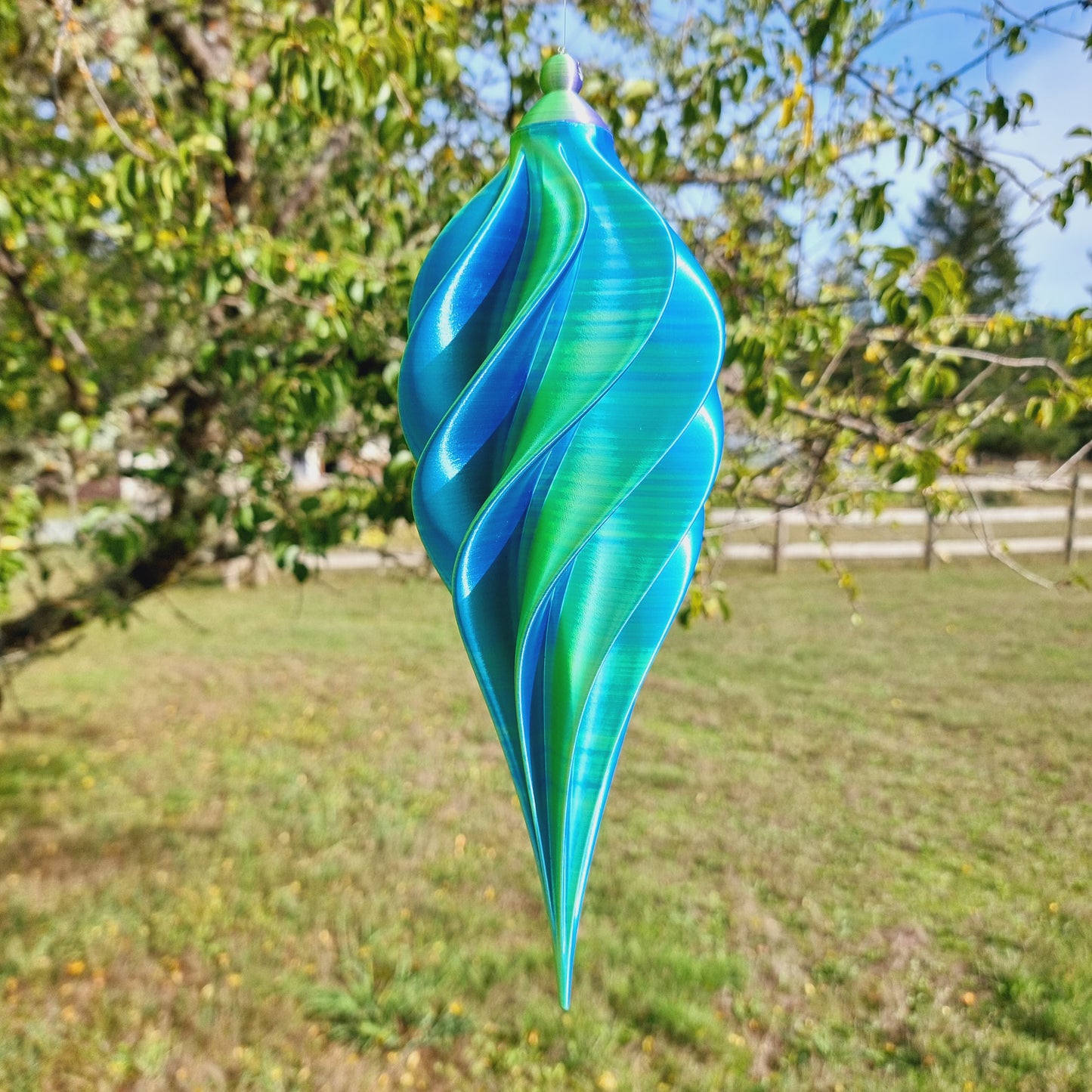 Large - Spiral Drop Spinner - Purple Yellow Blue - Garden Decoration - Length: 34cm/13.4"