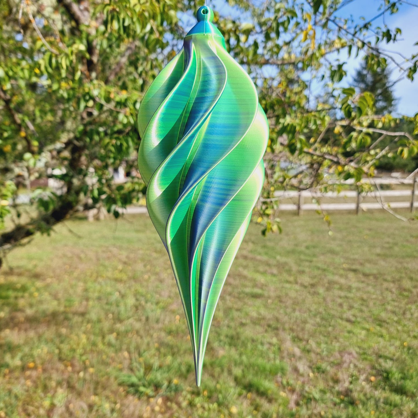 Large - Spiral Drop Spinner - Purple Yellow Blue - Garden Decoration - Length: 34cm/13.4"