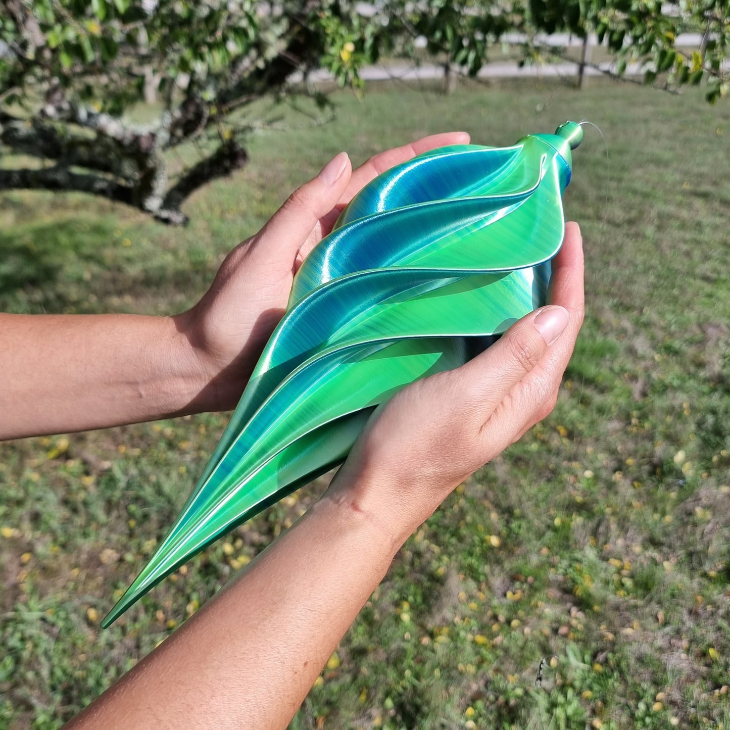 Large - Spiral Drop Spinner - Purple Yellow Blue - Garden Decoration - Length: 34cm/13.4"