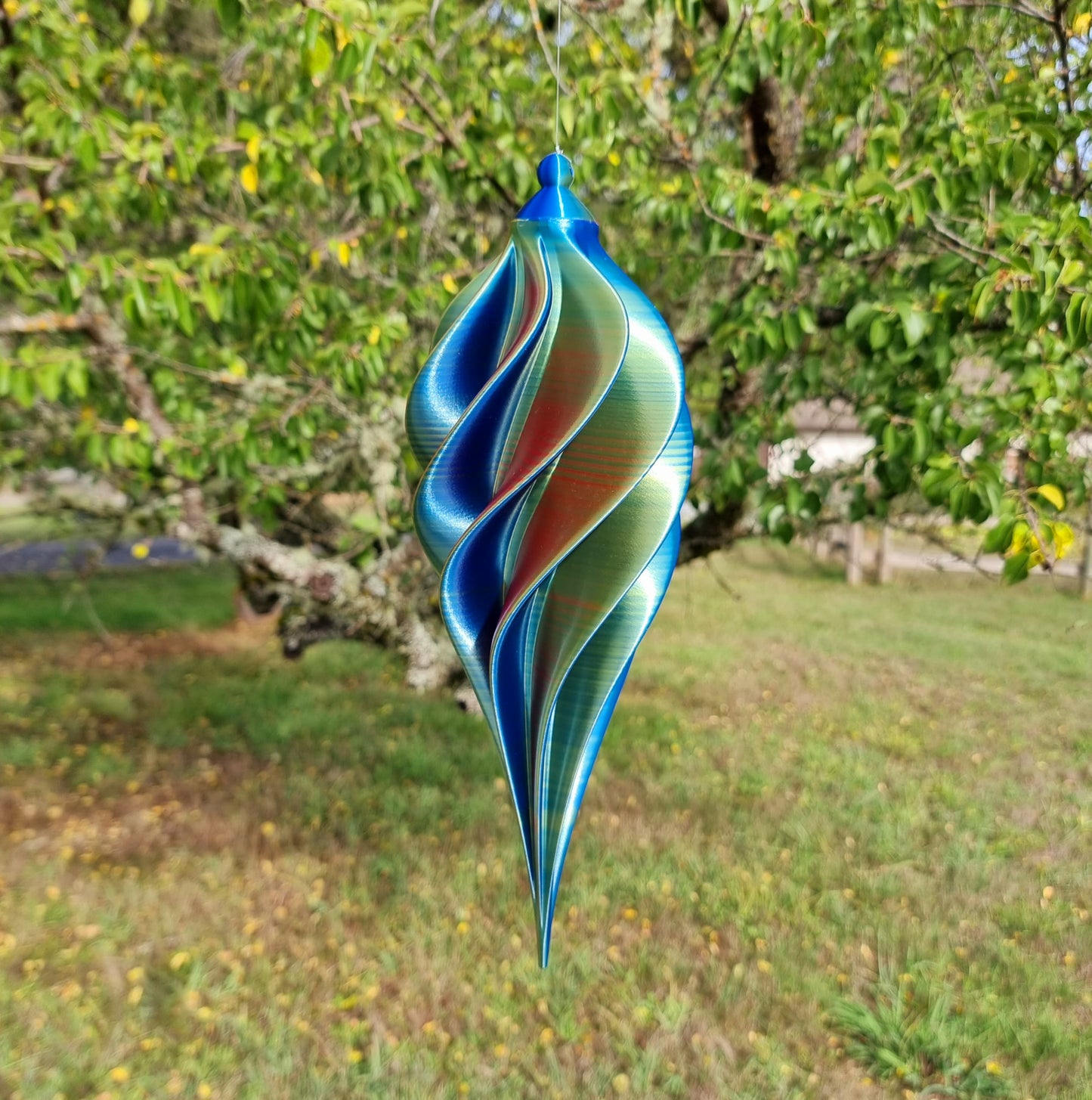 Large - Spiral Drop Spinner - Red Yellow Blue - Garden Decoration - Length: 34cm/13.4"