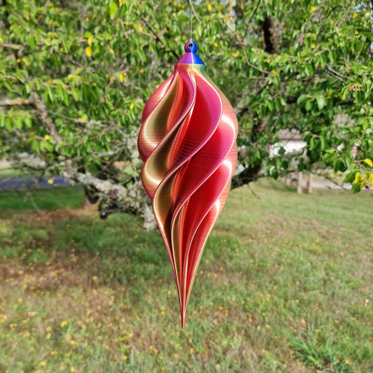 Large - Spiral Drop Spinner - Red Yellow Blue - Garden Decoration - Length: 34cm/13.4"