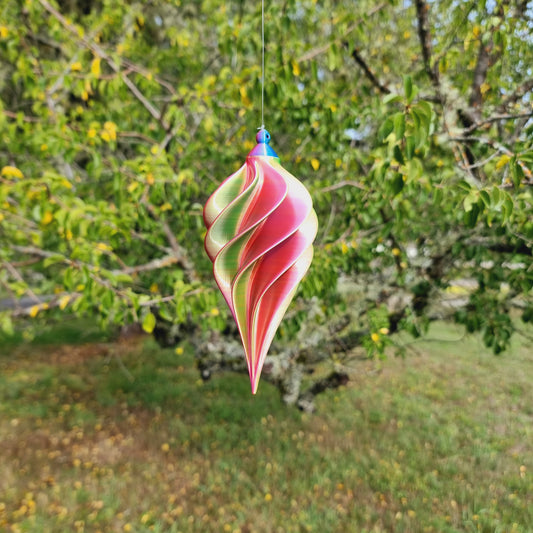 Small - Spiral Drop Spinner - Fuchsia Yellow Blue - Garden Decoration - Length: 14cm/5.5"