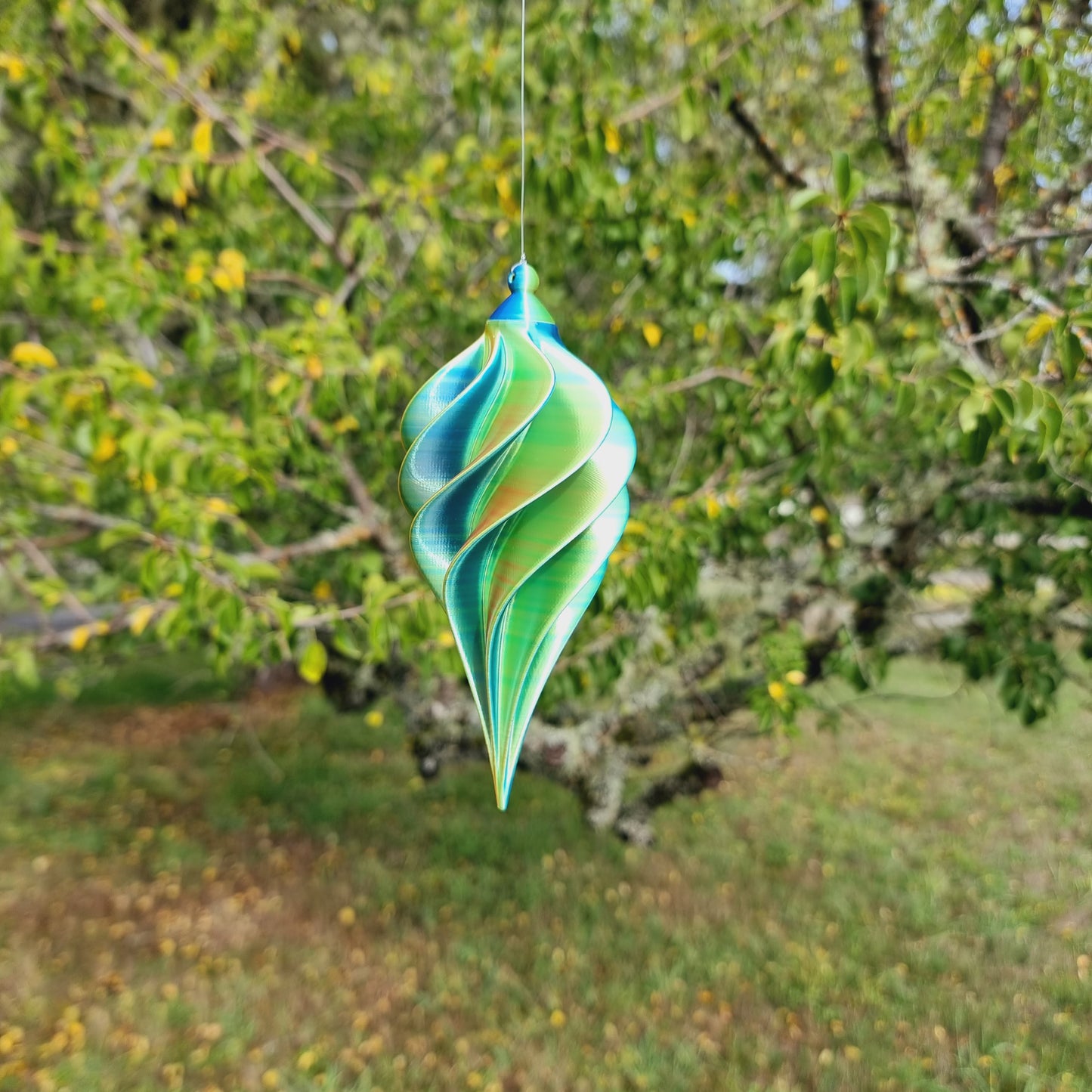 Small - Spiral Drop Spinner - Fuchsia Yellow Blue - Garden Decoration - Length: 14cm/5.5"