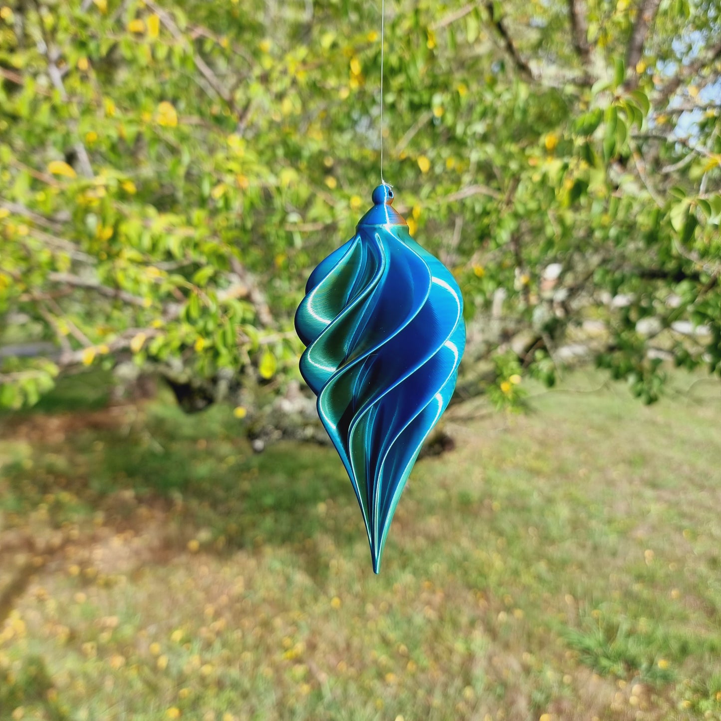 Small - Spiral Drop Spinner - Copper Blue Green - Garden Decoration - Length: 14cm/5.5"