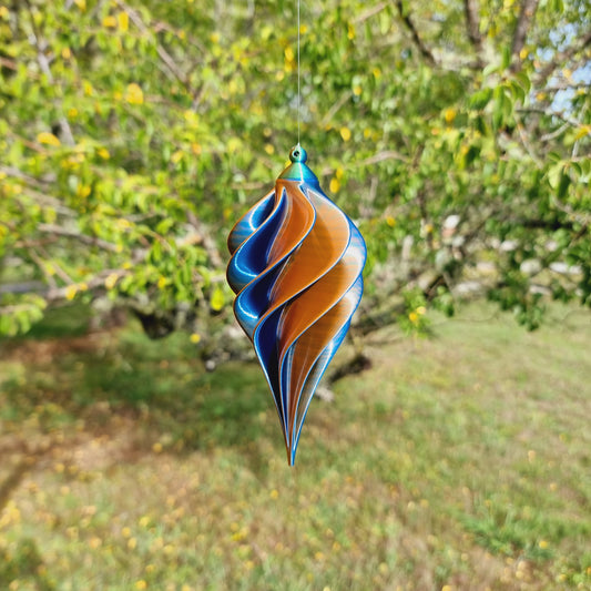 Small - Spiral Drop Spinner - Copper Blue Green - Garden Decoration - Length: 14cm/5.5"