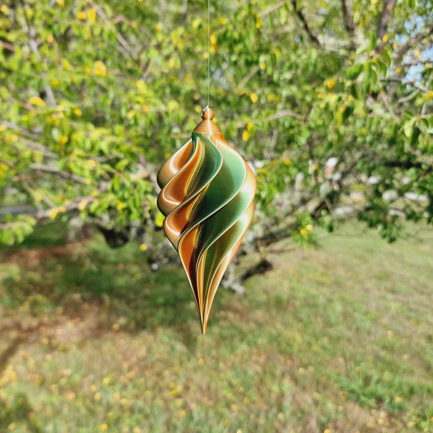 Small - Spiral Drop Spinner - Copper Blue Green - Garden Decoration - Length: 14cm/5.5"
