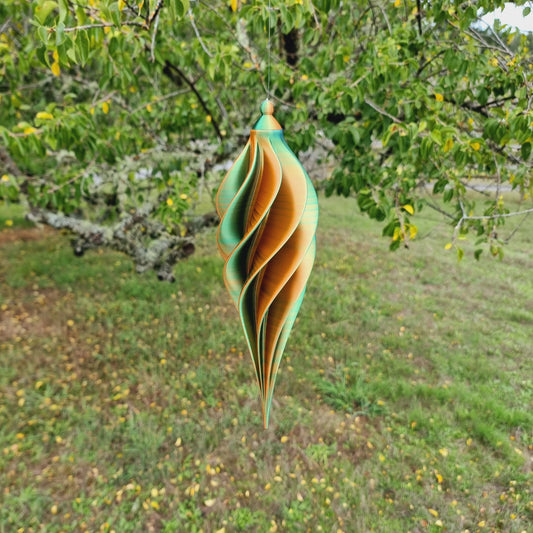 Medium Tall - Spiral Drop Spinner - Copper Blue Green - Garden Decoration - Length: 30cm/11.8"