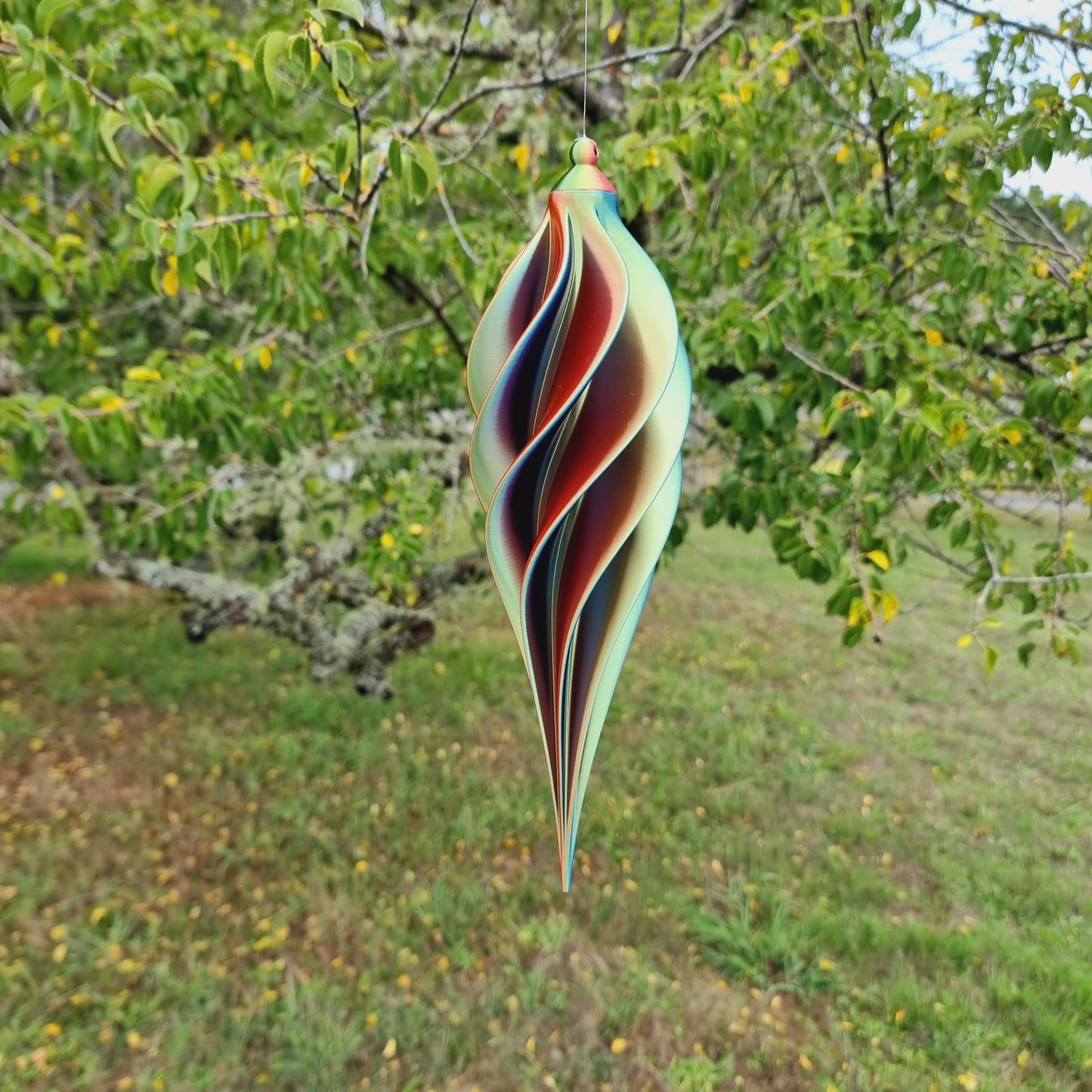 Medium Tall - Spiral Drop Spinner - Red Yellow Blue - Garden Decoration - Length: 30cm/11.8"
