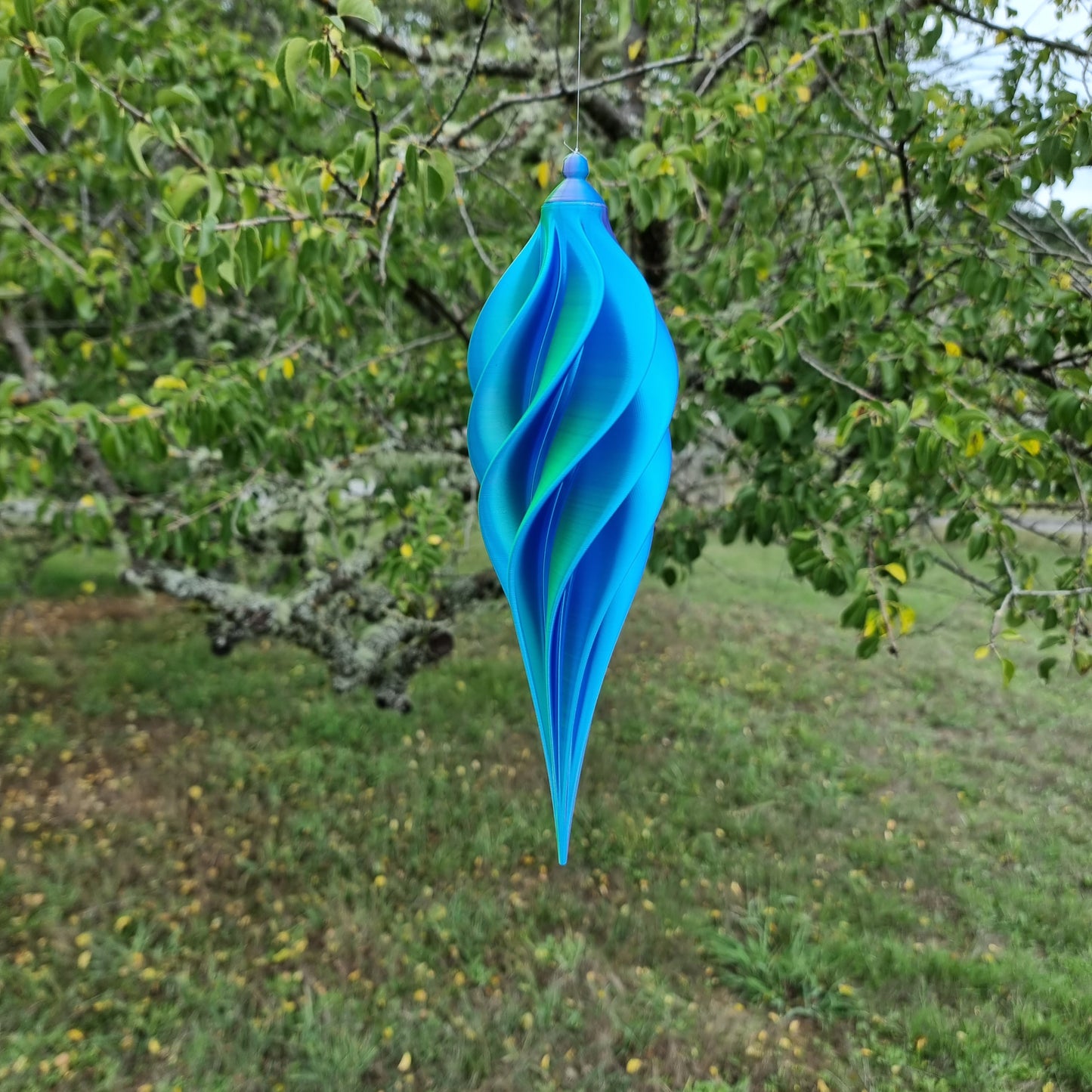Medium Tall - Spiral Drop Spinner - Purple Yellow Blue - Garden Decoration - Length: 30cm/11.8"