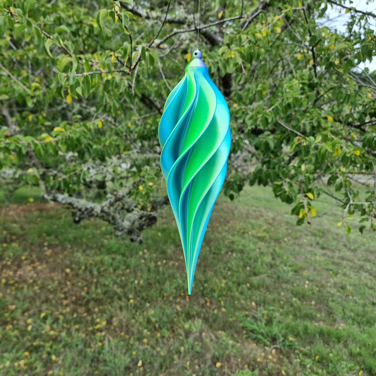 Medium Tall - Spiral Drop Spinner - Purple Yellow Blue - Garden Decoration - Length: 30cm/11.8"