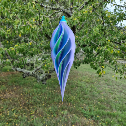 Medium Tall - Spiral Drop Spinner - Purple Yellow Blue - Garden Decoration - Length: 30cm/11.8"